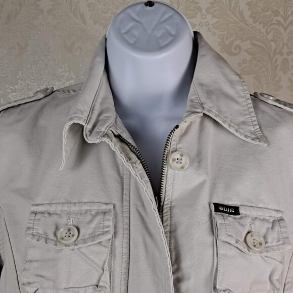 UWR Size Large Khaki Full Zip Utility Jacket Pockets Unlined EUC - Picture 2 of 15